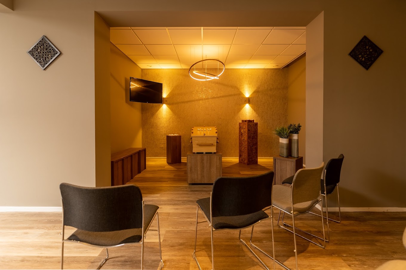 Huiskamer aula van crematorium Noorderveld in Nieuwegein